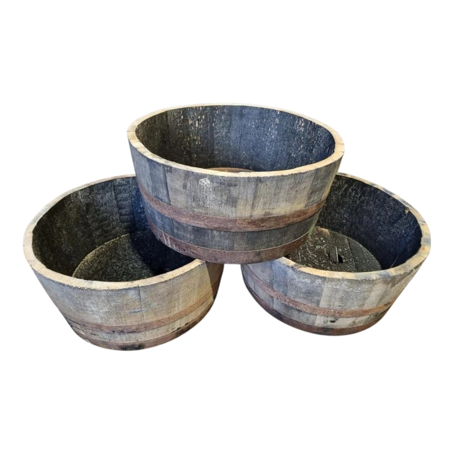 25cm Watertight Whisky Barrel Pond Planter Reclaimed Oak Garden Water Feature