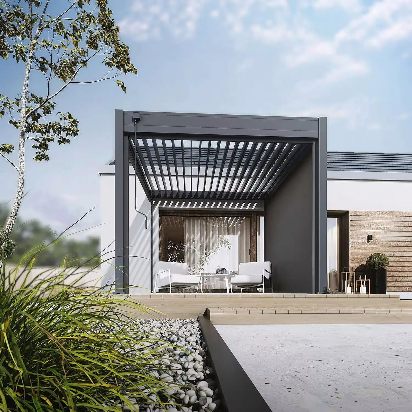 Modena Aluminium Pergola 3m x 3m Wall Mounted