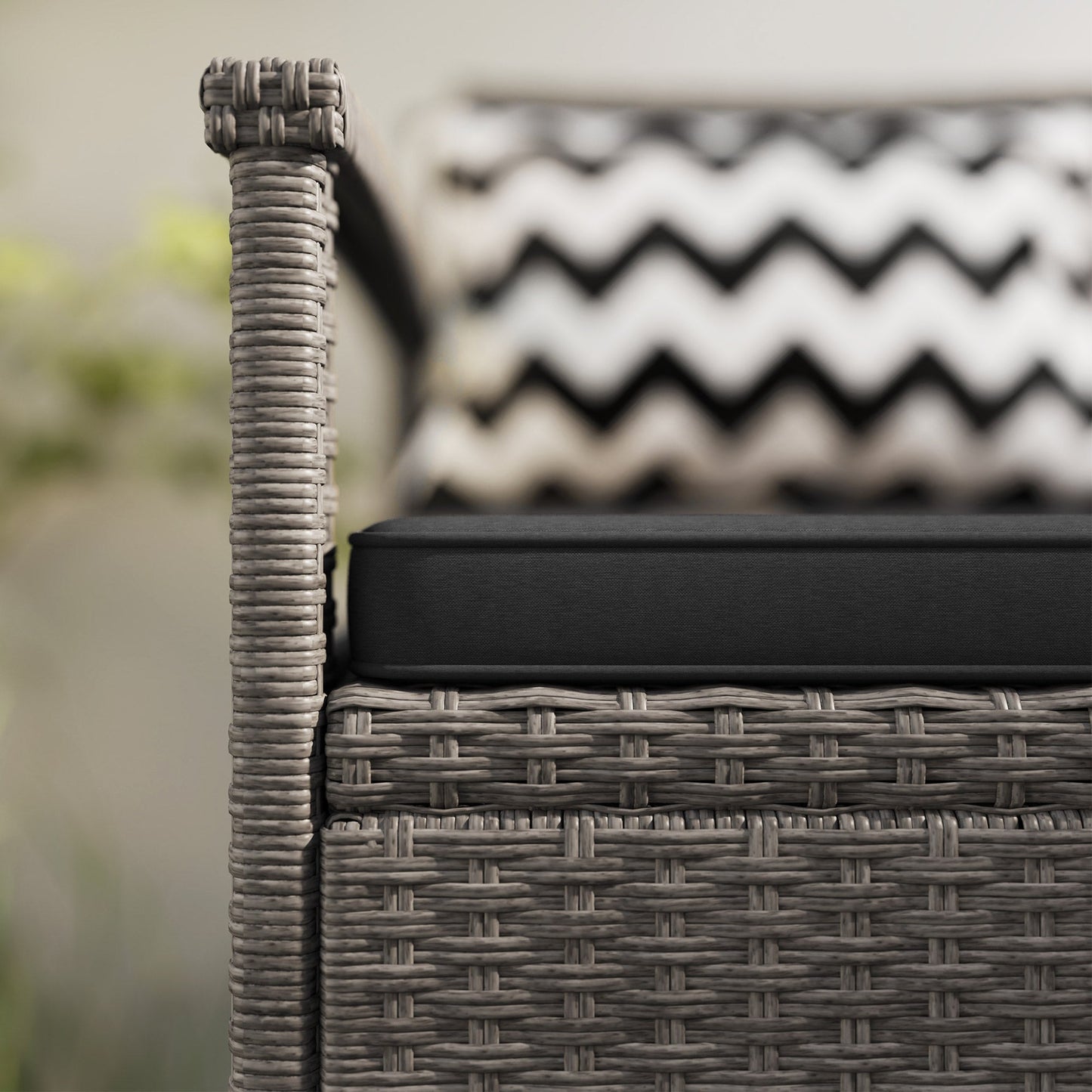 Outsunny 160L Rattan Garden Storage Bench, Cushioned Outdoor Bench, Grey