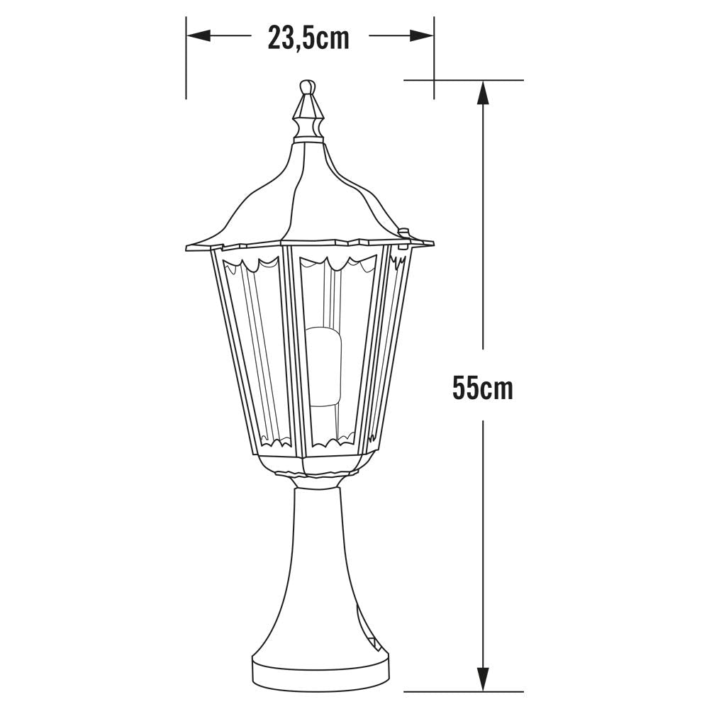 Konstsmide 7214-750 Firenze Post Outdoor Light/ 1 x 100 W E27 Max Bollard/ Clear Glass/ Aluminium/ IP43/ Outside Light Matt Black