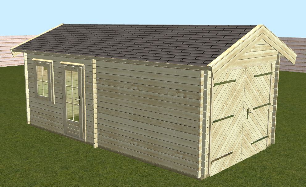 Log Cabin Garage 44mm 6m x 3m