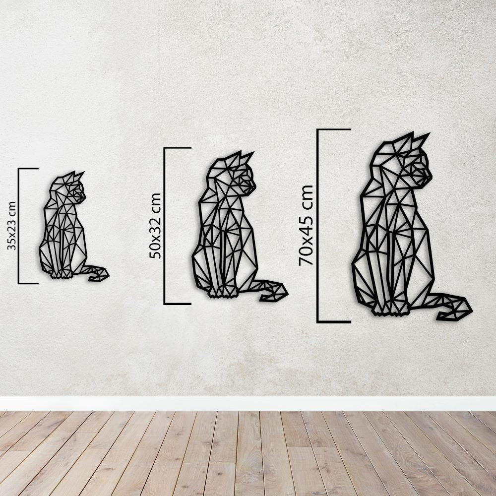 Geometric Cat Trio Metal Wall Art – Modern Minimalist Decor