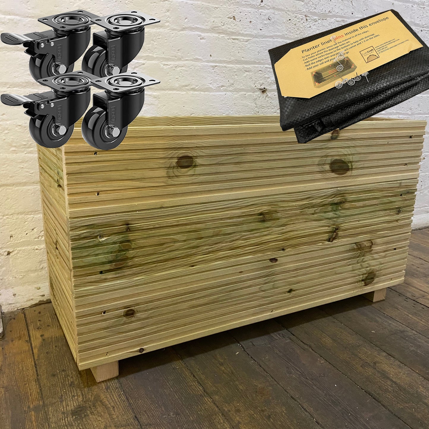 Large Wooden Decking Planter – Triple-Board 88 × 35 × 48 cm