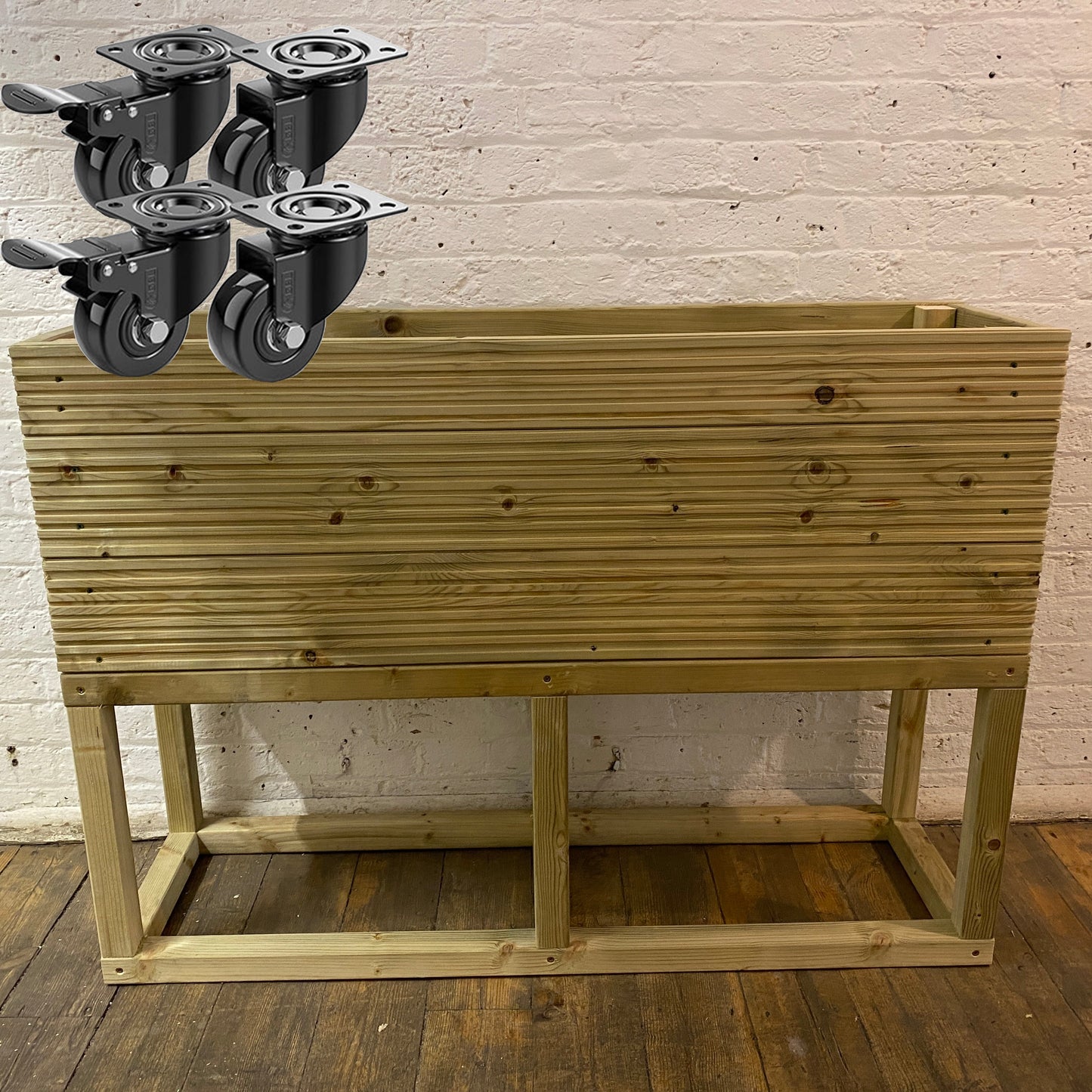 Large Raised 100 cm Wooden Decking Planter – Pressure-Treated Outdoor Garden Planter 100 × 35 × 96 cm