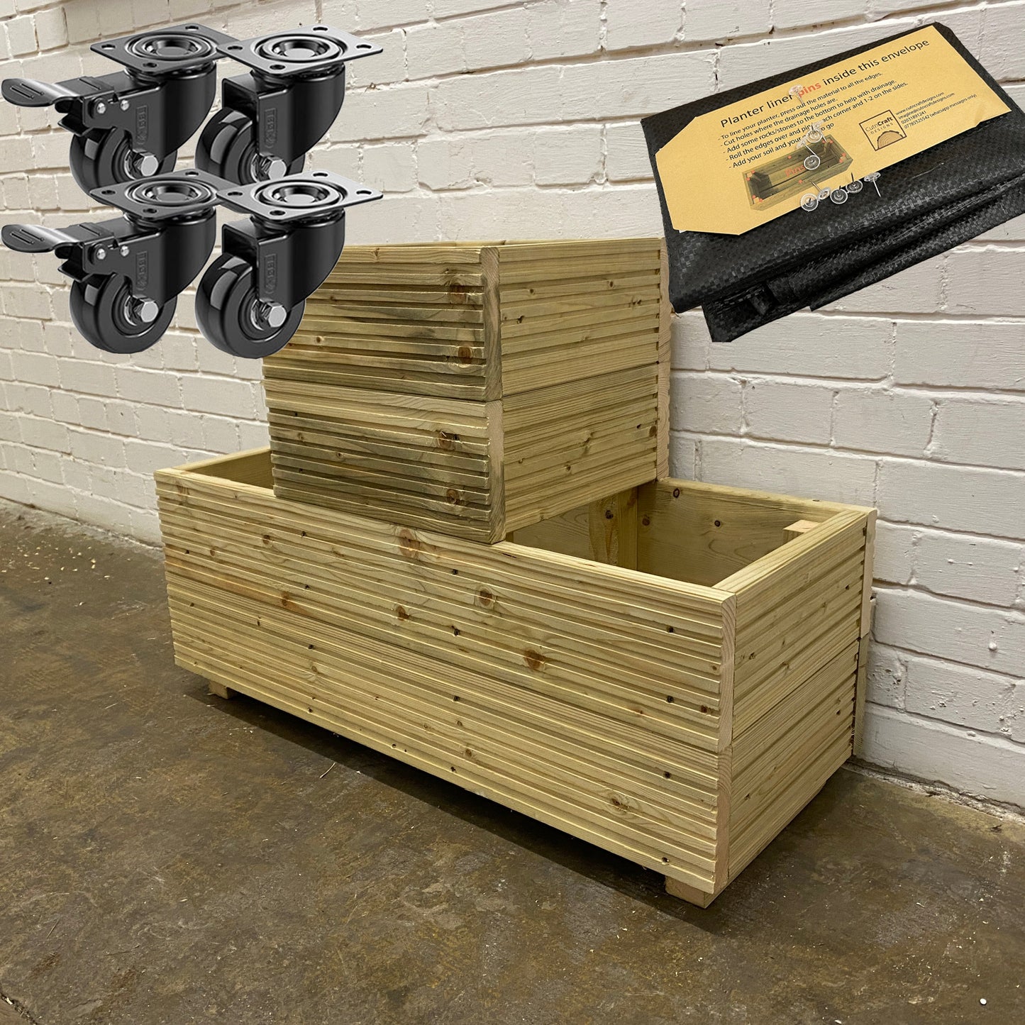 One-Tier Wooden Decking Planter – Pressure-Treated Outdoor Garden Planter 88 × 35 × 48 cm