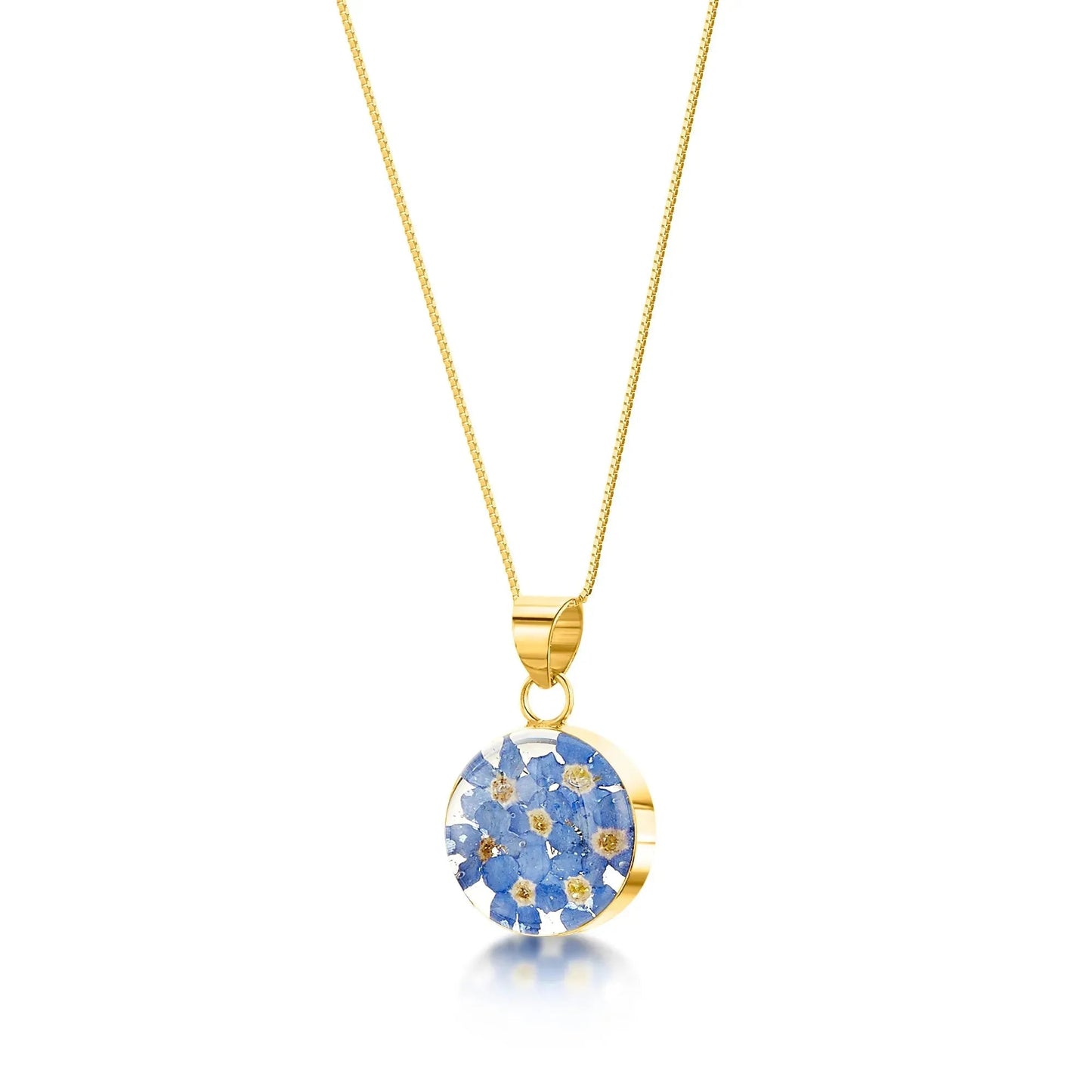Forget-Me-Not Round Pendant Necklace