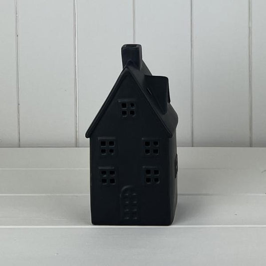 Black Ceramic House Ornament with LED (19.5cm)