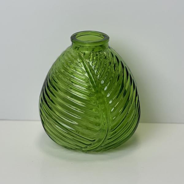 Emerald Green Leaf Bottle H13cm W12cm D11cm Weight-329g