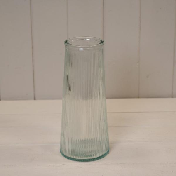 Clear Tall Ribbed Vase H22.5cm D10cm Weight-595g