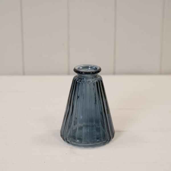 Blue Ribbed Glass Bottle L7.4cm W7.4cm H9.9cm W150g