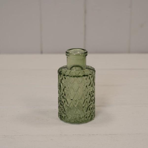 Vintage Green Mini Geometric Glass Bottle (H9.2cm) TD5cm Weight-103g