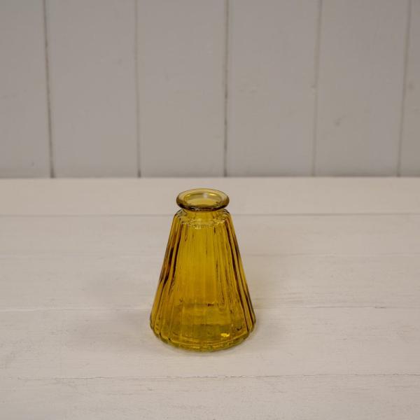 Yellow Ribbed Glass Bottle L7.4cm W7.4cm H9.9cm W150g