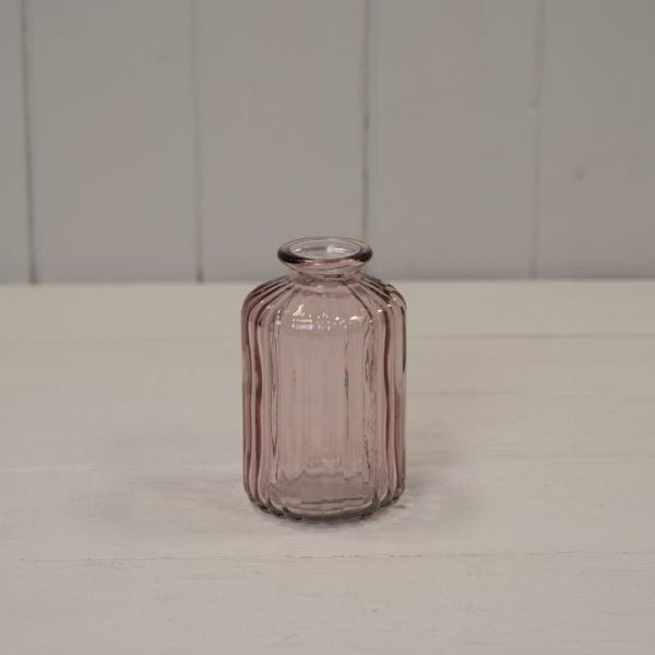 Lavender Ribbed Glass Bottle H10cm TD3.7cm B5cm W 0.2Kg