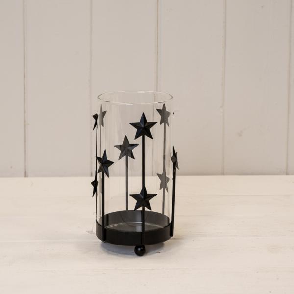 Small Black Metal Star Candle Holder with Glass Insert