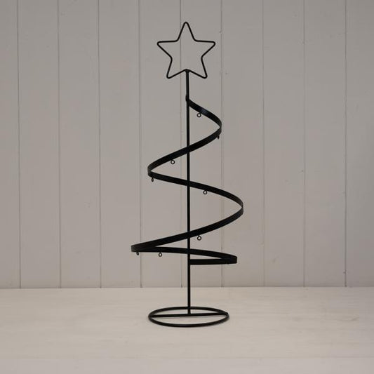 Black Metal Spiral Tree Ornament with Star Topper