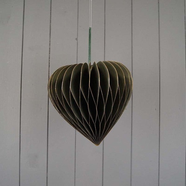 Hanging Handmade Green Heart Paper Decoration 20cm