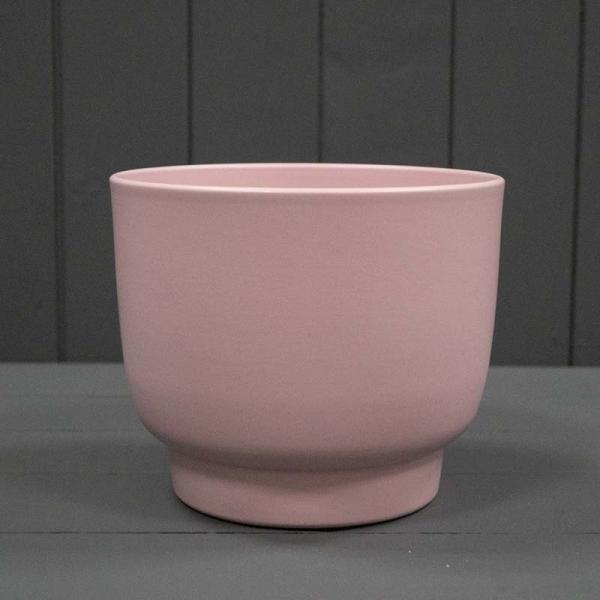 (690 17 186) Matt Rose Footed Griebling Ceramic Pot D17cm