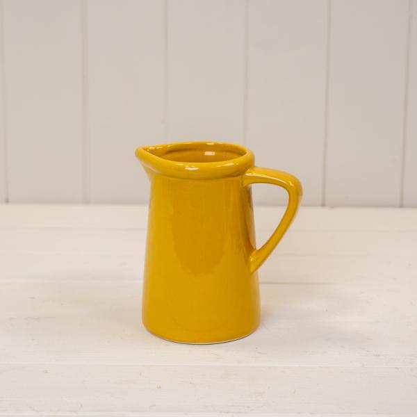 Medium Burnt Yellow Ceramic Jug TD8cm H14cm B11.5cm