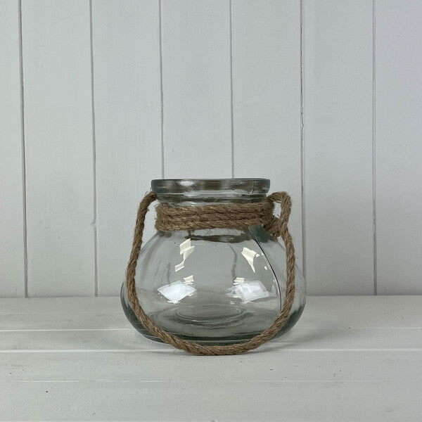 Glass Vase With Rope 12xH15.5cm Bd14cm (TSGC)