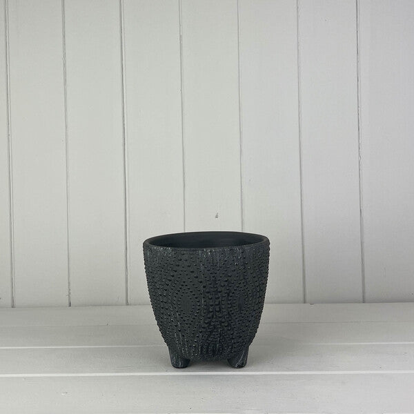 Dotty Grey Pot with Feet D13.8 x H13cm Weight-538g