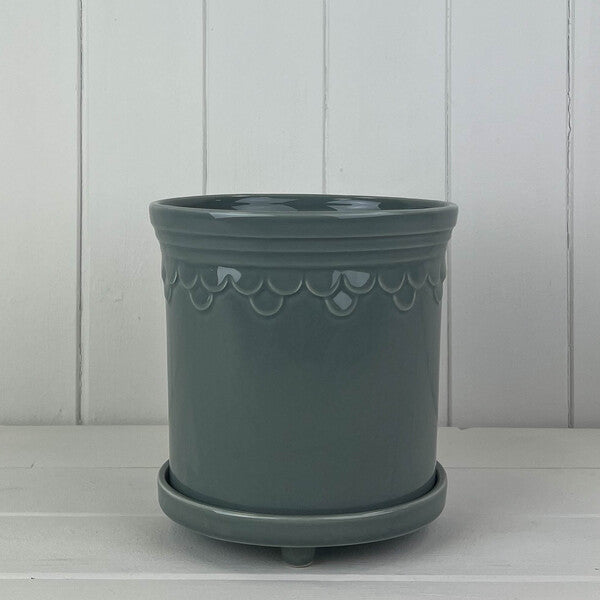 Grey Saucer Pot D16.6cm H15.2cm Weight-994g