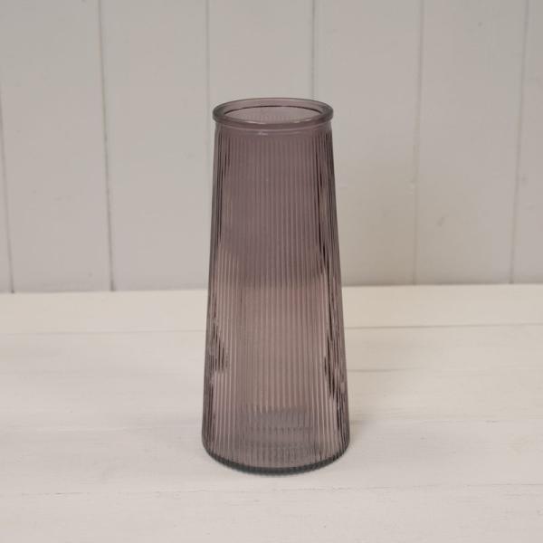 Amethyst Tall Ribbed Vase H22.5cm D10cm Weight-595g
