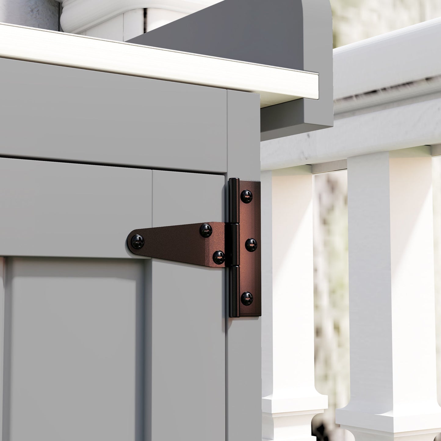 Outsunny Wooden Garden Storage Shed w/Hinged Roof and Shelf, Grey