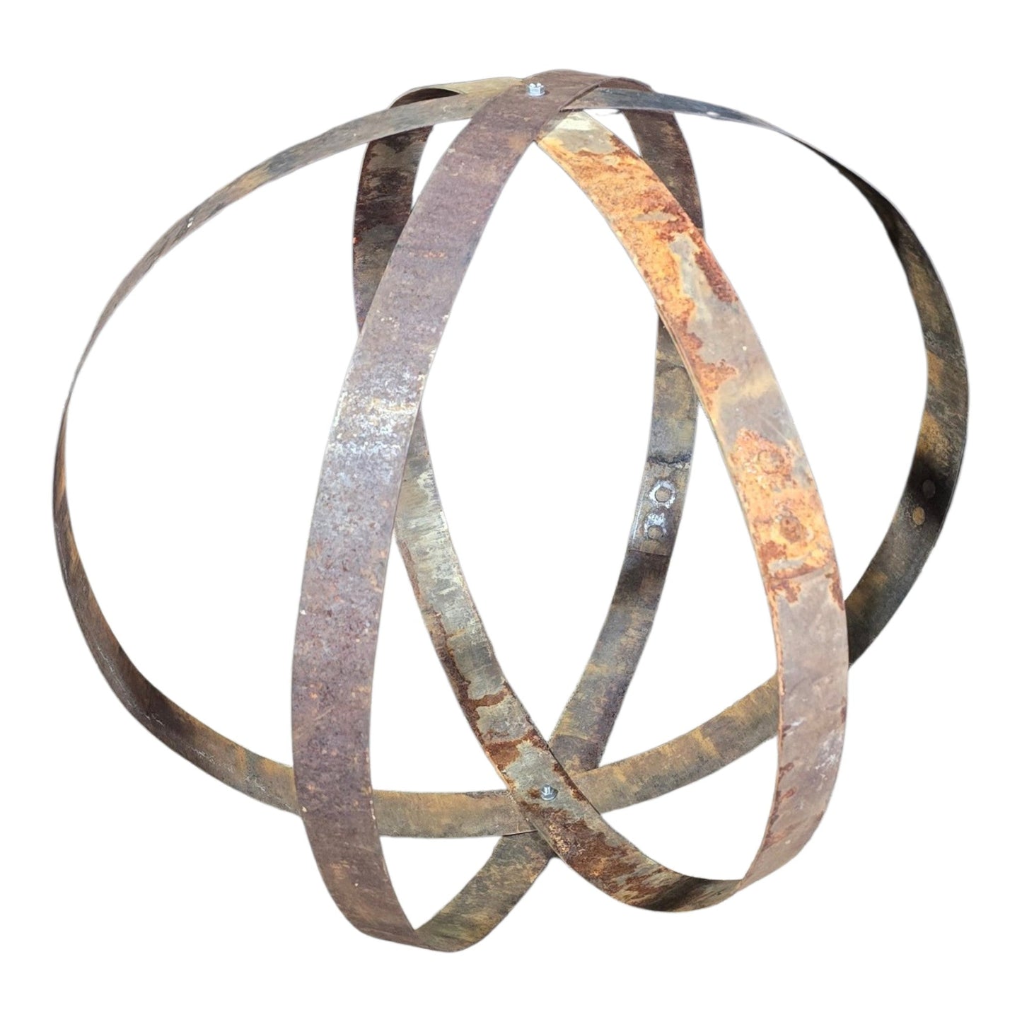 Rustic Steel Fire Pit Log Holder Orb – Garden Sculpture Ball