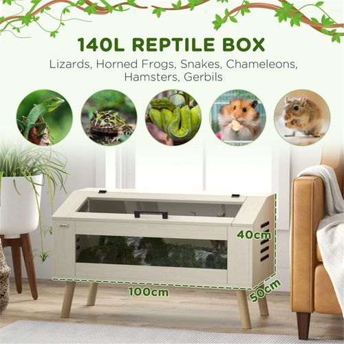 Reptile Box for lizards, horned frogs, snakes, chameleons and other reptiles Oak tone 60H x 100L x 50Wcm