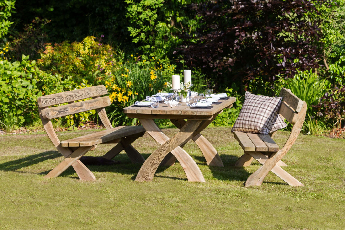 Harriet Table and 2 Bench Set