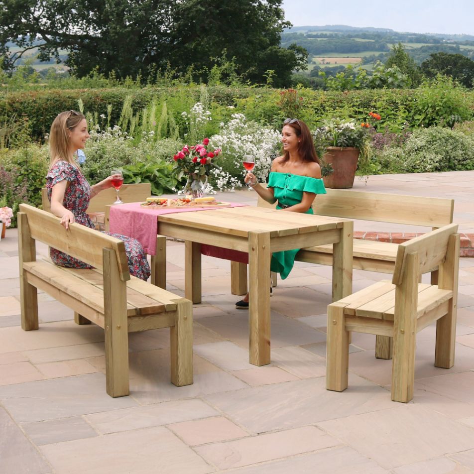 Philippa Table, 2 Bench & 2 Chair Set