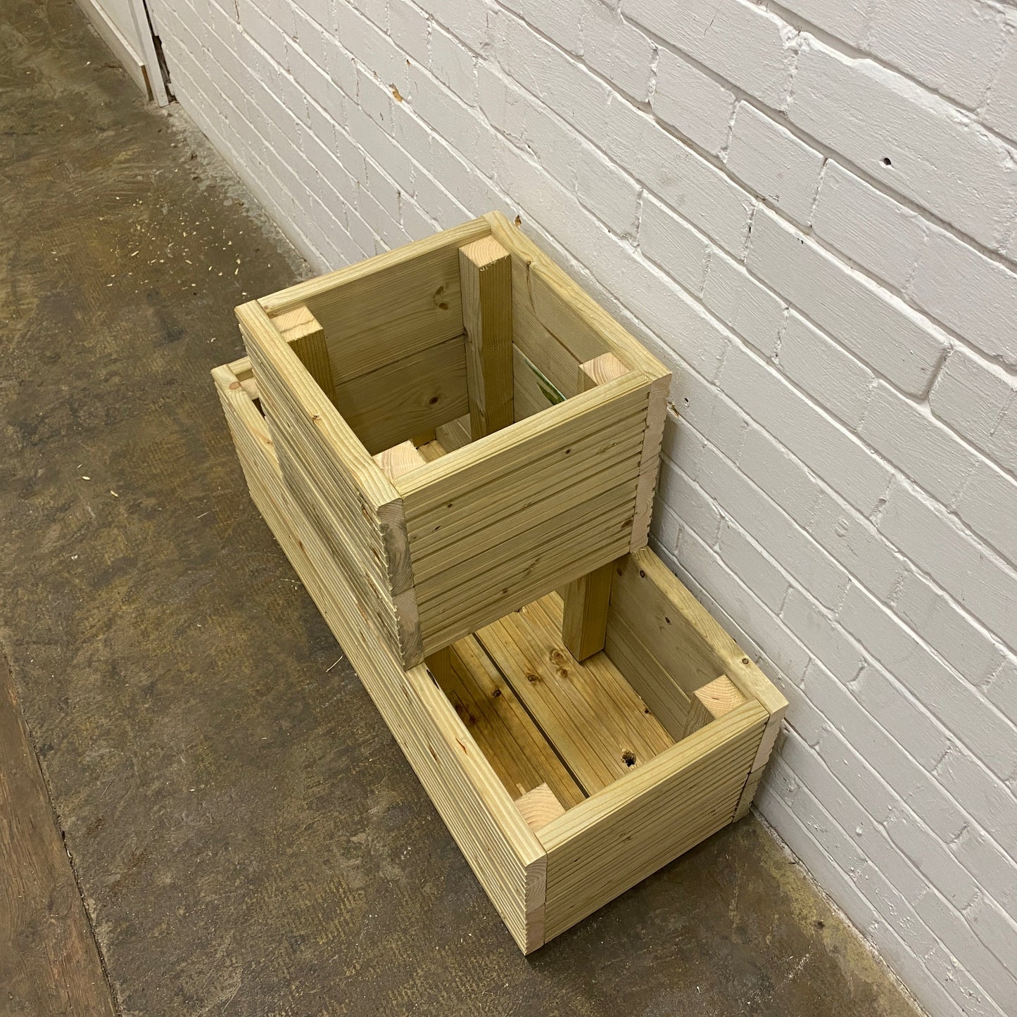 One-Tier Wooden Decking Planter – Pressure-Treated Outdoor Garden Planter 88 × 35 × 48 cm