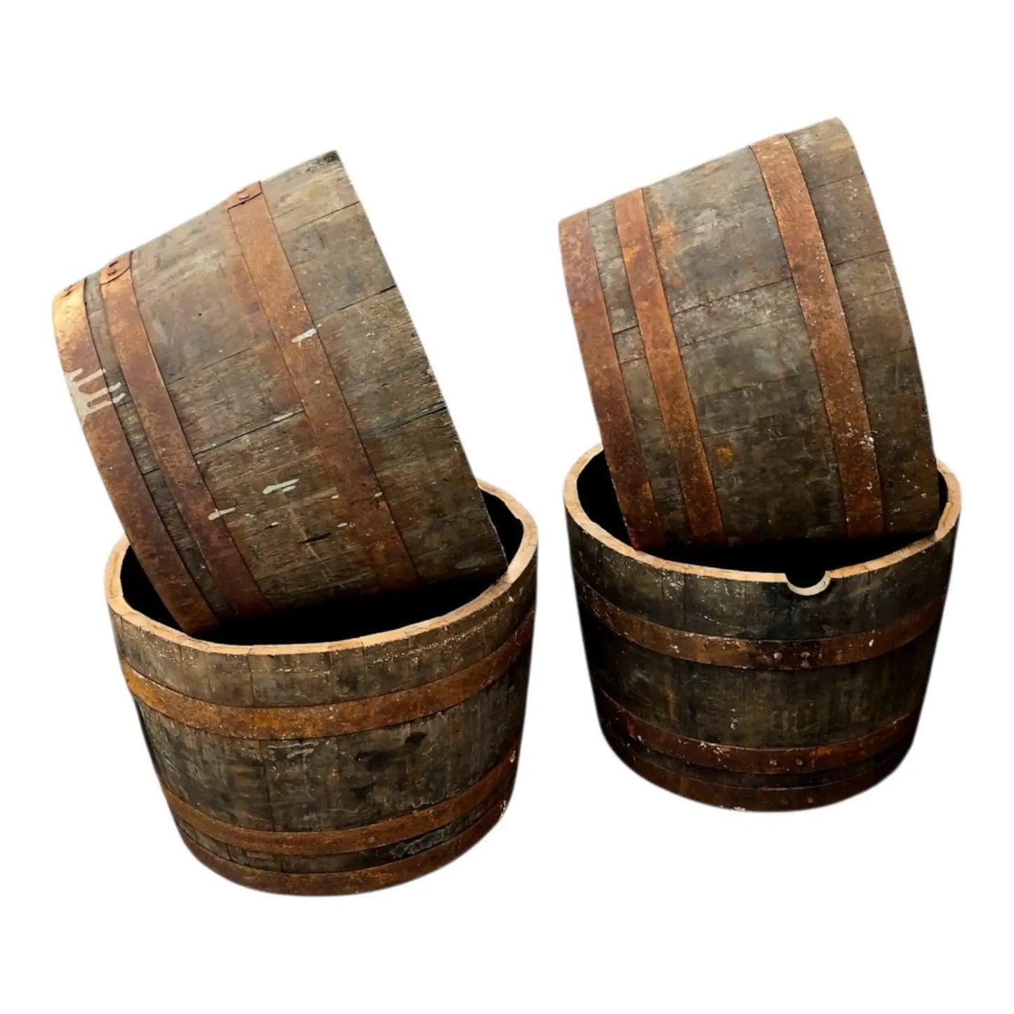 Whisky Barrel Flower Pot Planter With Drainage Hole Whiskey Half Barrels Garden Patio