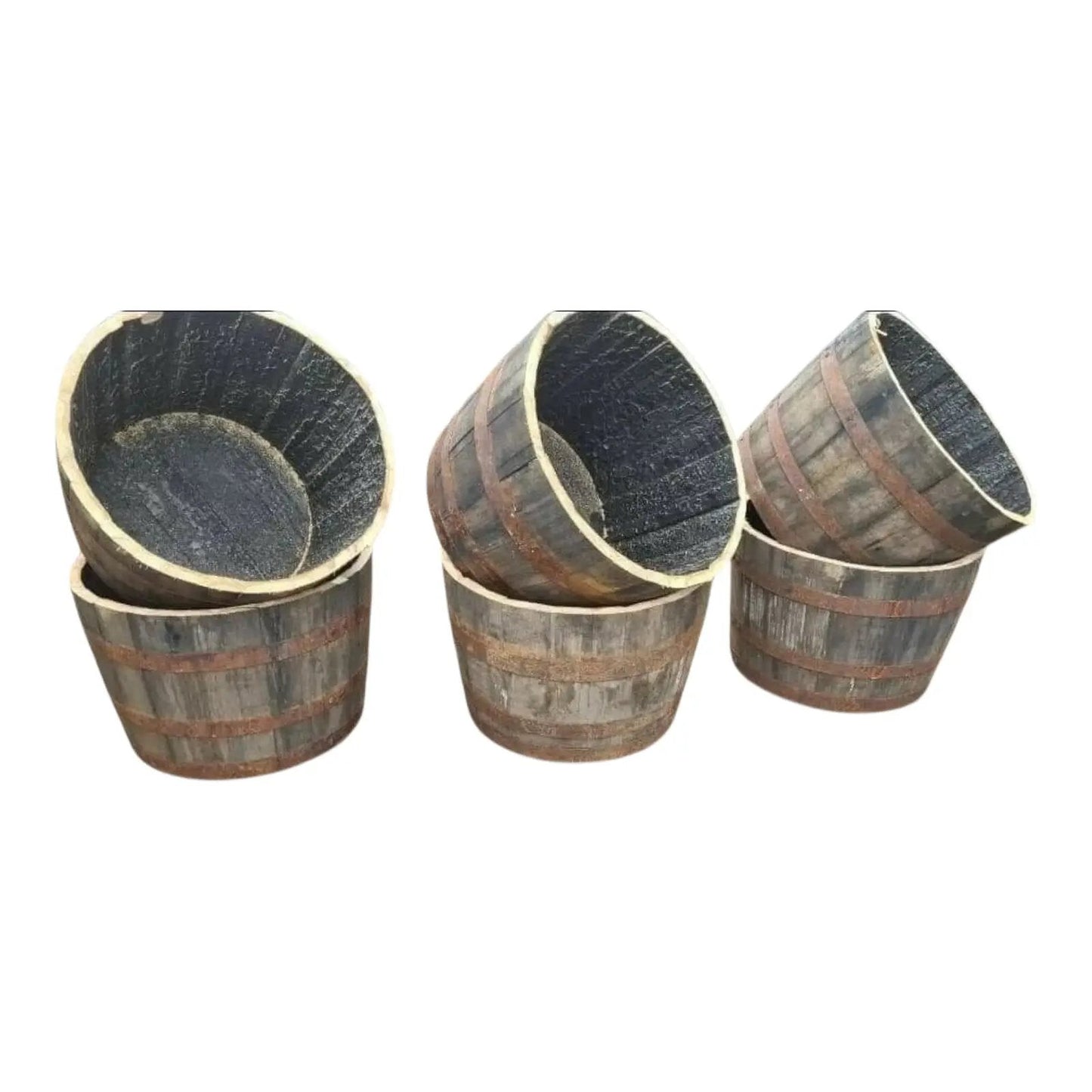 Whisky Barrel Flower Pot Planter With Drainage Hole Whiskey Half Barrels Garden Patio
