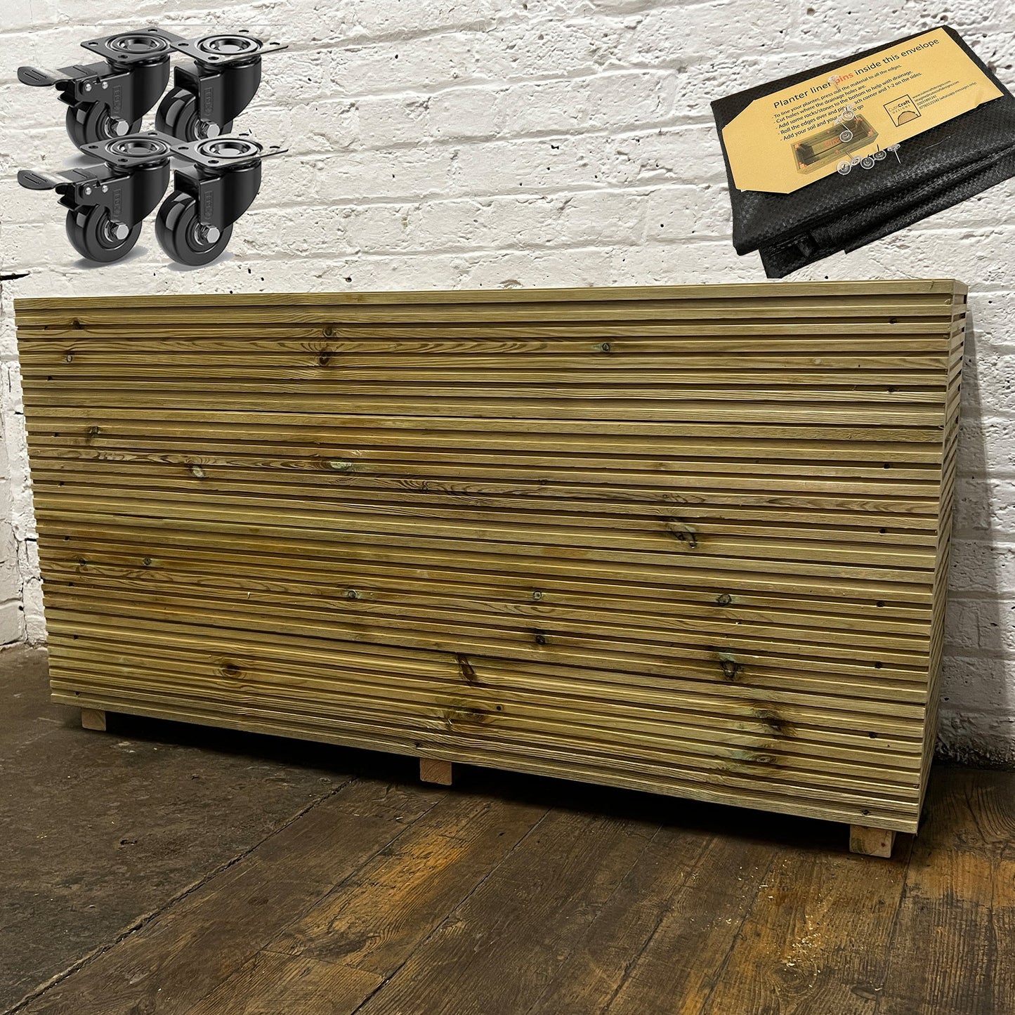 Tall 4 ft Long Wooden Decking Planter – 120 × 35 × 63 cm