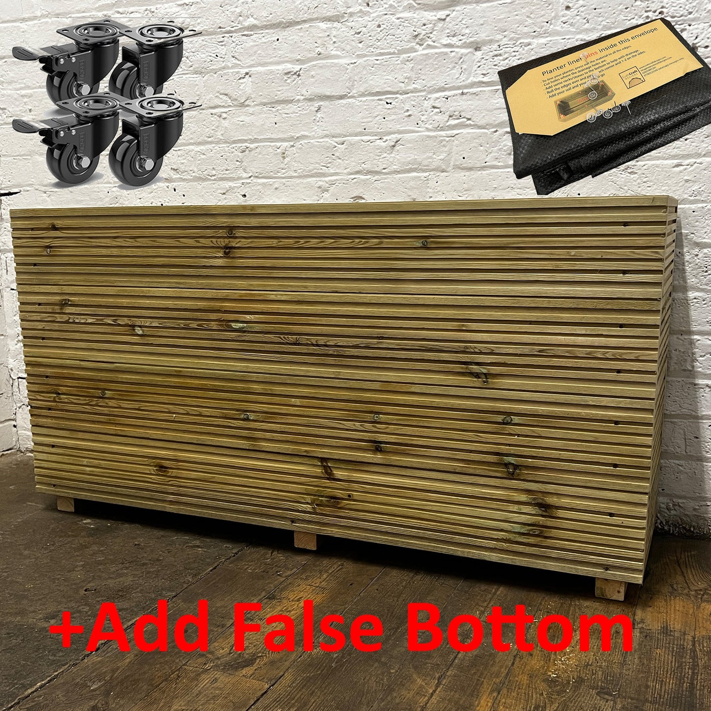 Tall 4 ft Long Wooden Decking Planter – 120 × 35 × 63 cm