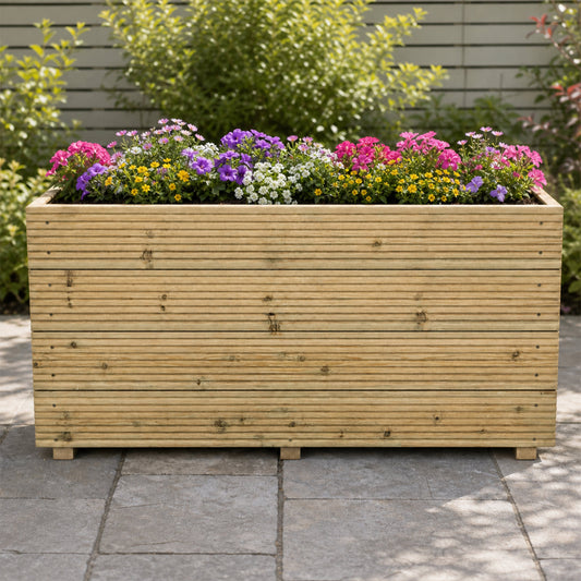 Tall 4 ft Long Wooden Decking Planter – 120 × 35 × 63 cm