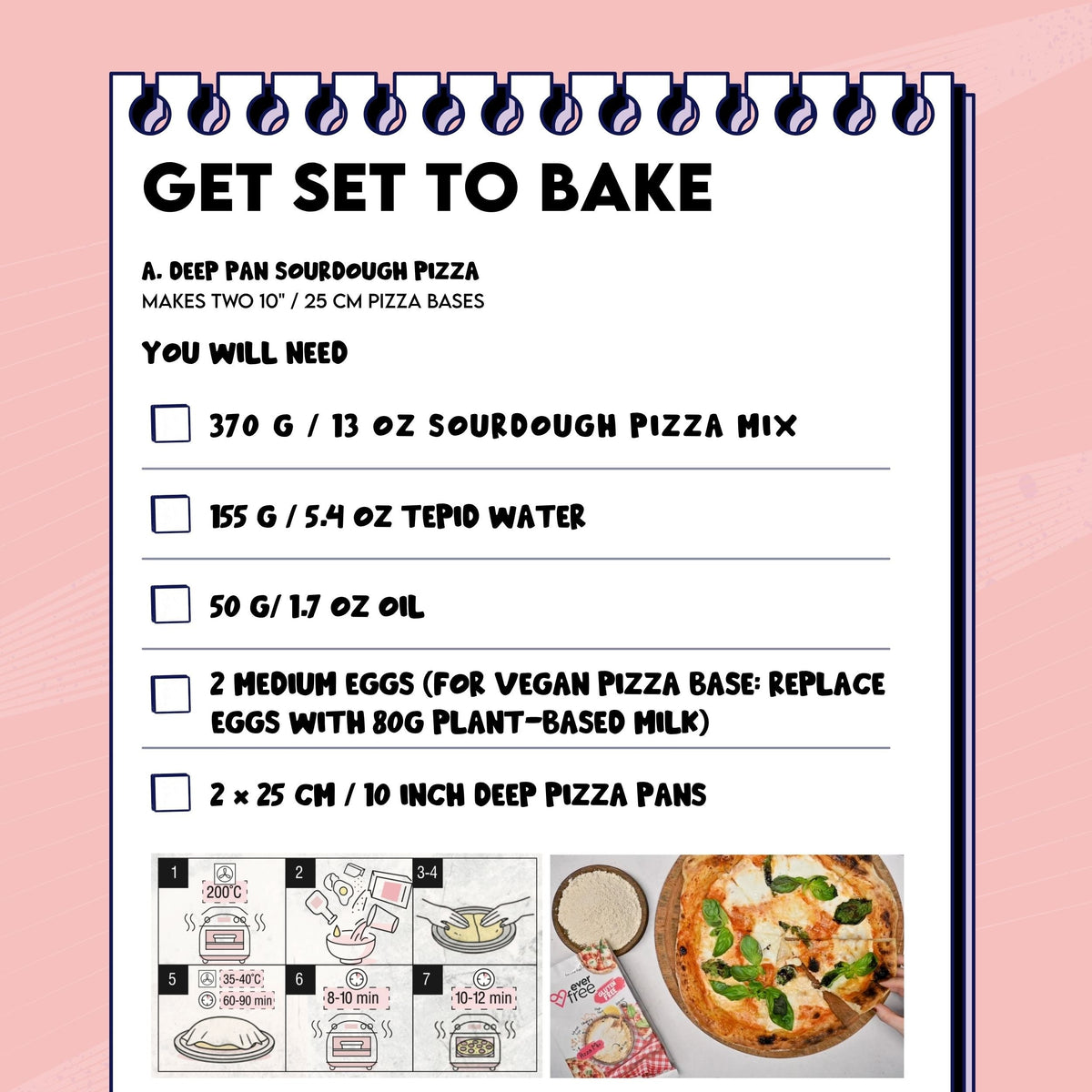 EverFree Gluten-Free Pizza Base Mix (Sourdough) 370g - Pack of 3