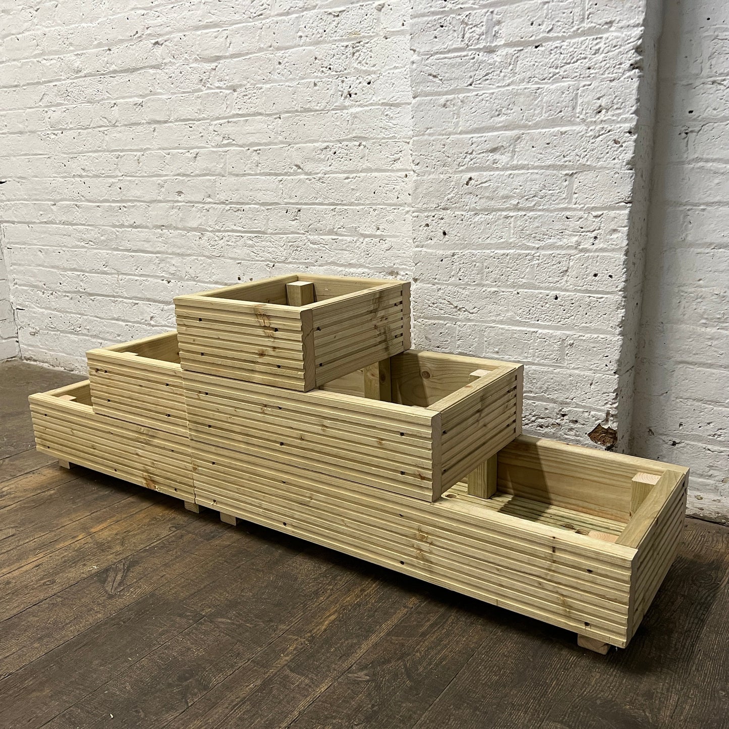 Large 3-Tiered Straight Wooden Decking Planter