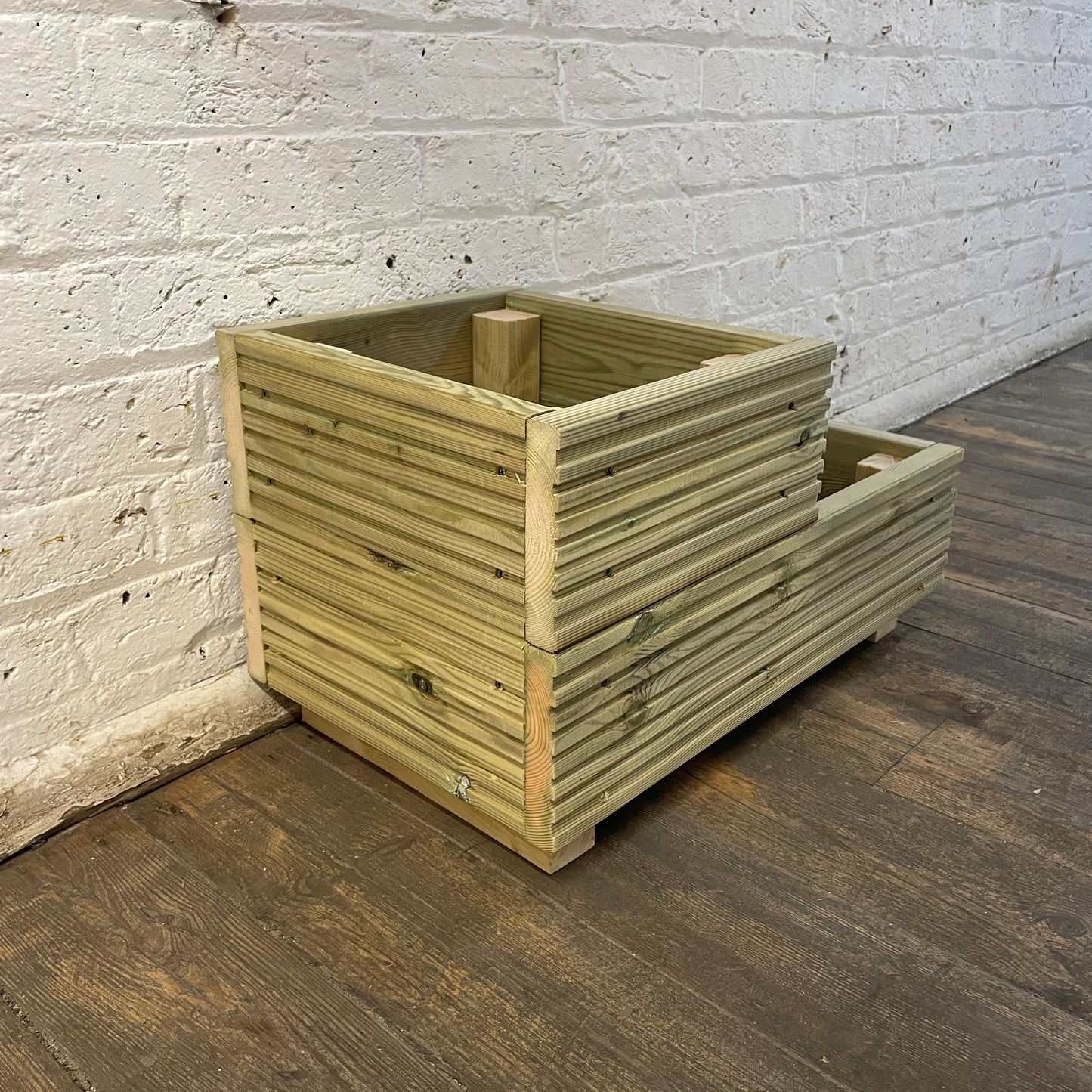 Two-Tier Wooden Decking Planter – 57 × 35 × 33 cm
