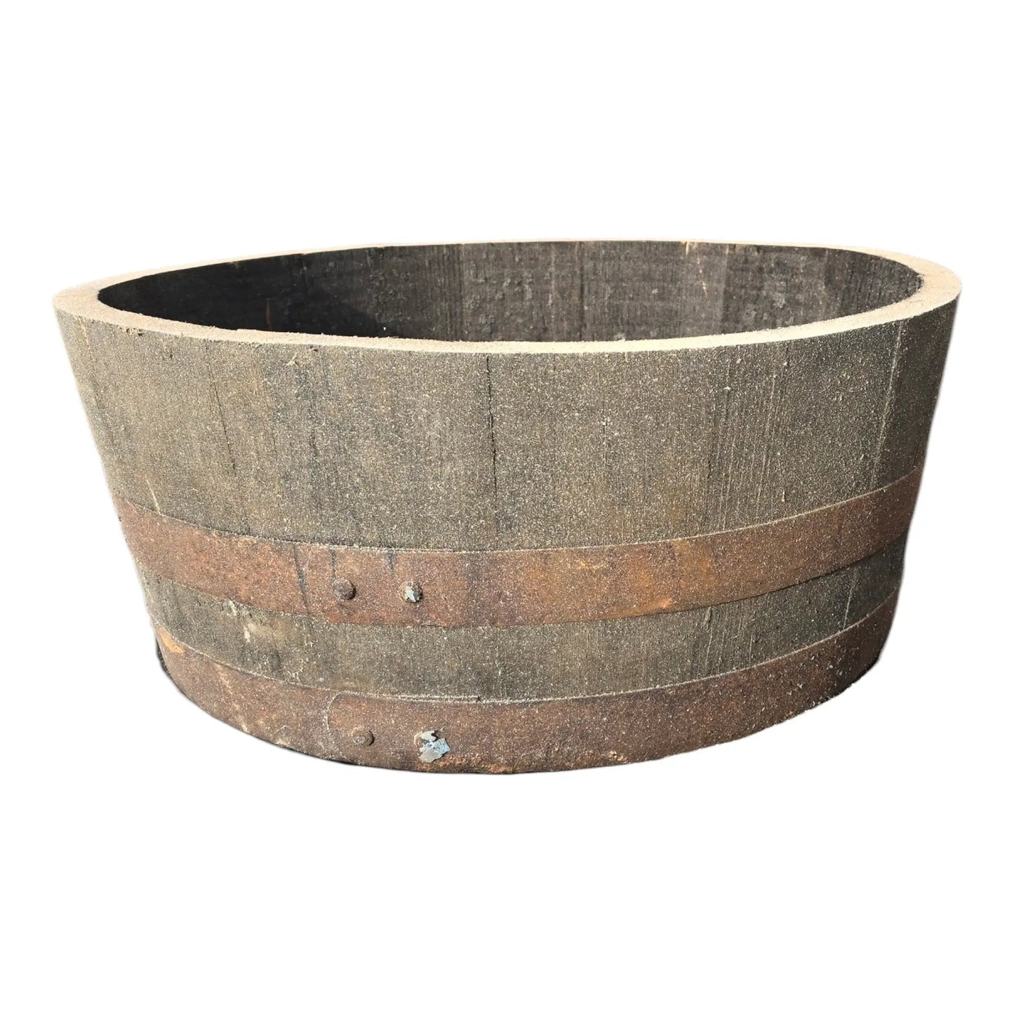 25cm Genuine Half Whisky Barrel Planter – Oak Whiskey Plant Container Flower Pot