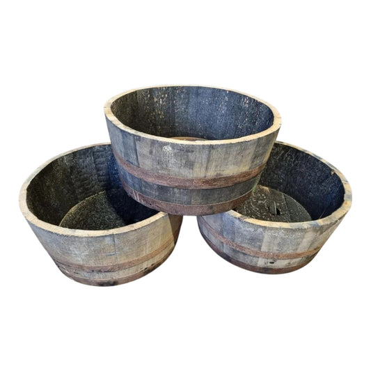25cm Watertight Whisky Barrel Pond Planter Reclaimed Oak Garden Water Feature