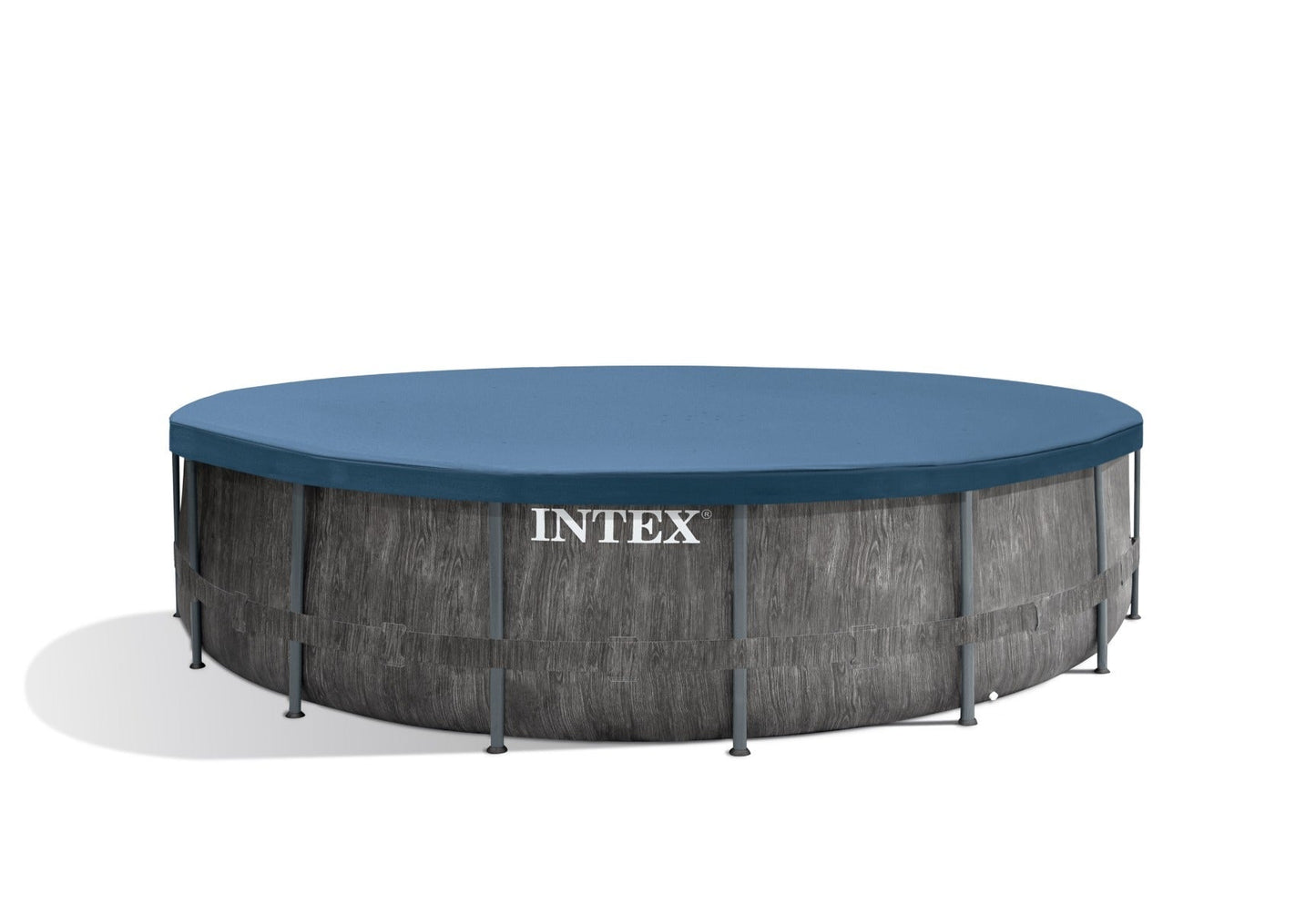 Intex 15ft x 48" Greywood Prism Frame Metal Round Above Ground Swimming Pool, Filter Pump and Accessories