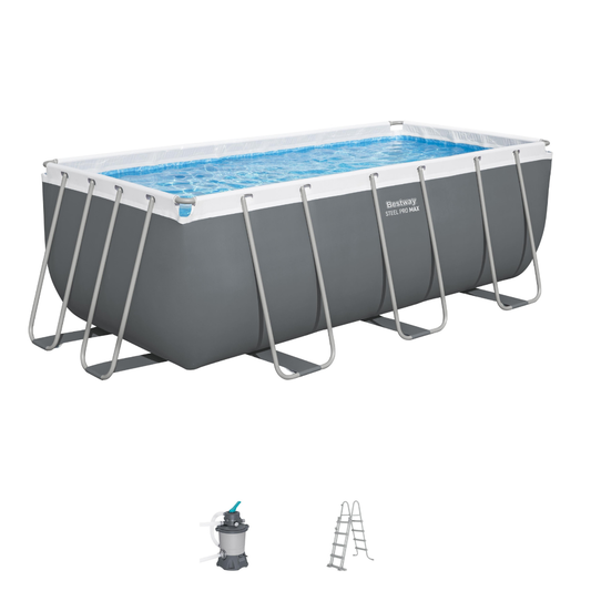 Bestway 13ft 3" x 6ft 7" x 48" Rectangular Steel Pro MAX™ Above Ground Swimming Pool, Sand Filter Pump & Accessories