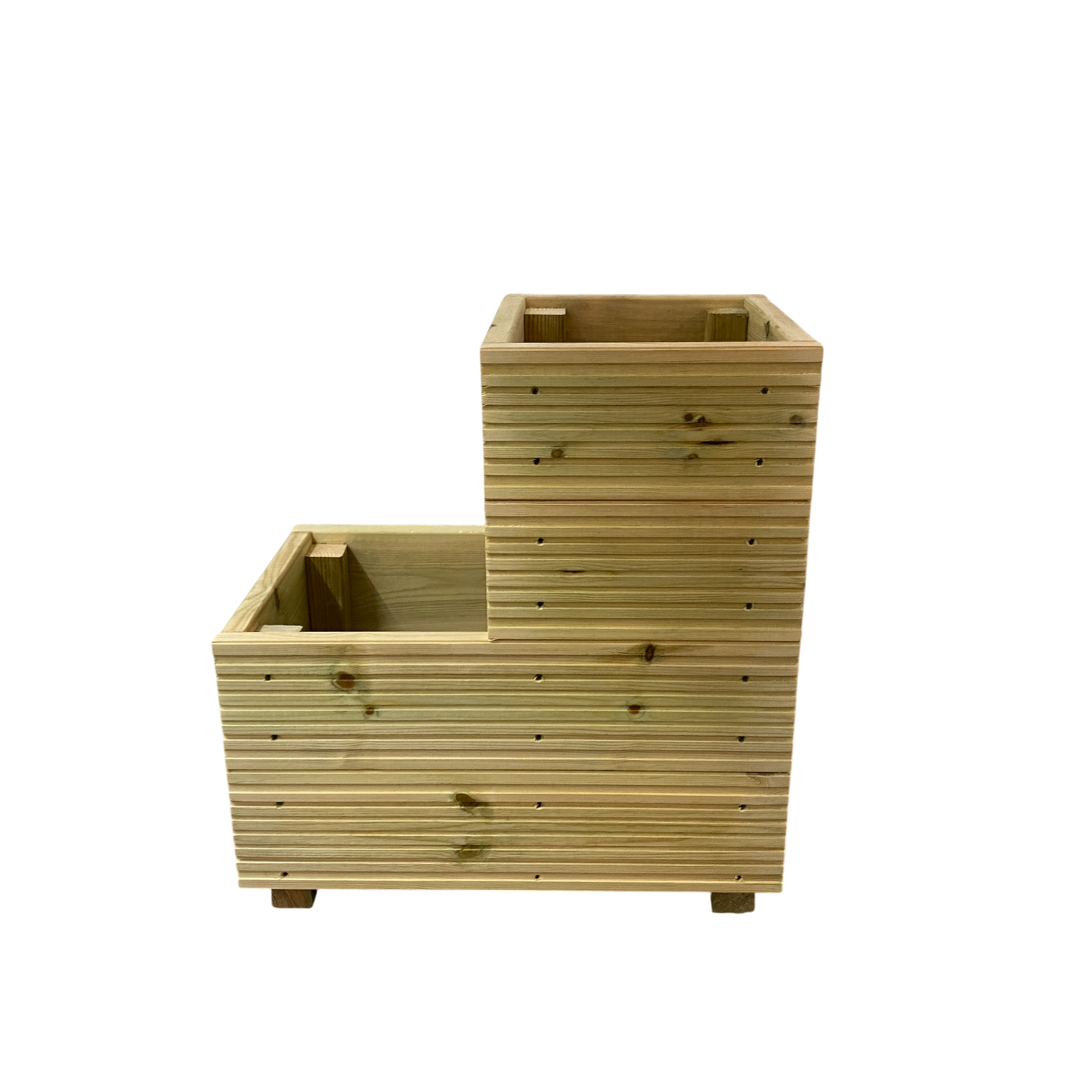 Small 2-Tiered Garden Steps Planter – Pressure-Treated Outdoor Wooden Planter 57 × 35 × 63 cm
