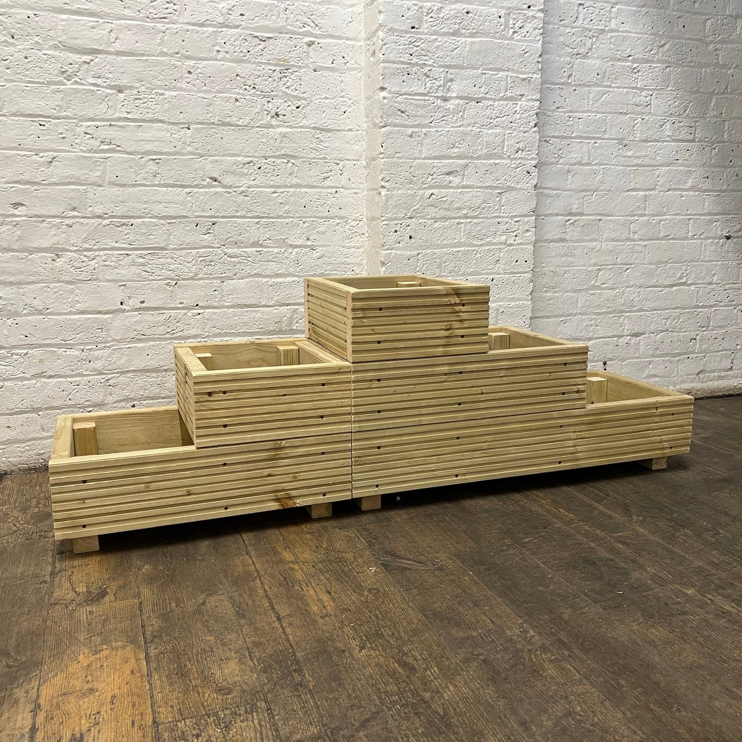 Large 3-Tiered Straight Wooden Decking Planter