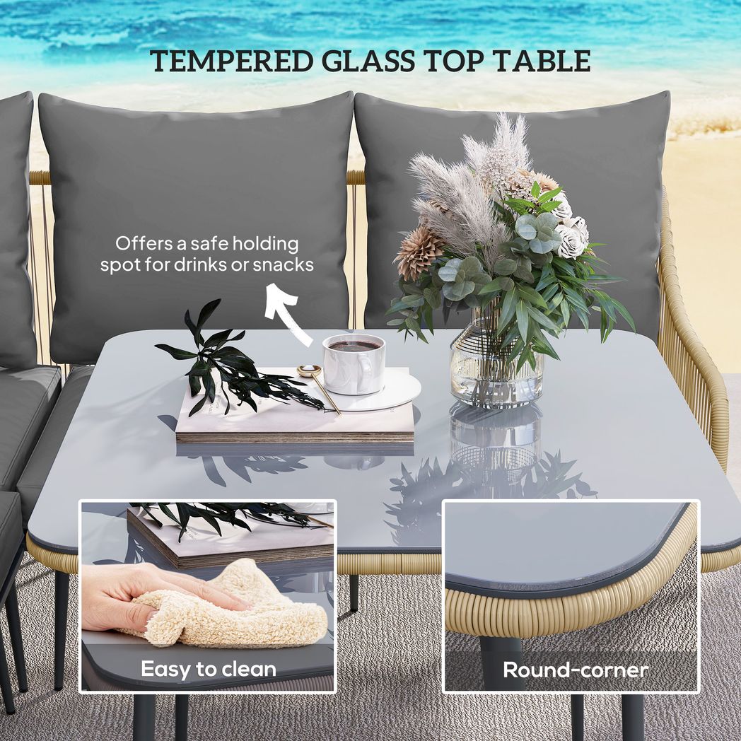 Outsunny 6 Piece Garden Furniture Set Garden Sofa with Cushions