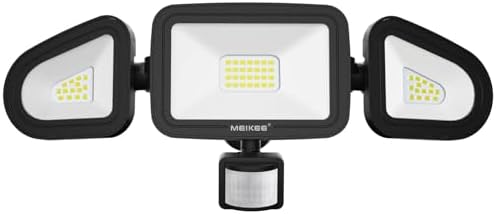 MEIKEE 42W Led Security Lights with Motion Sensor Black PIR Floodlights Outdoor Lights IP66 Waterproof 6500K 180° Adjustable Garden Light for Garage Corridors Terraces Courtyards