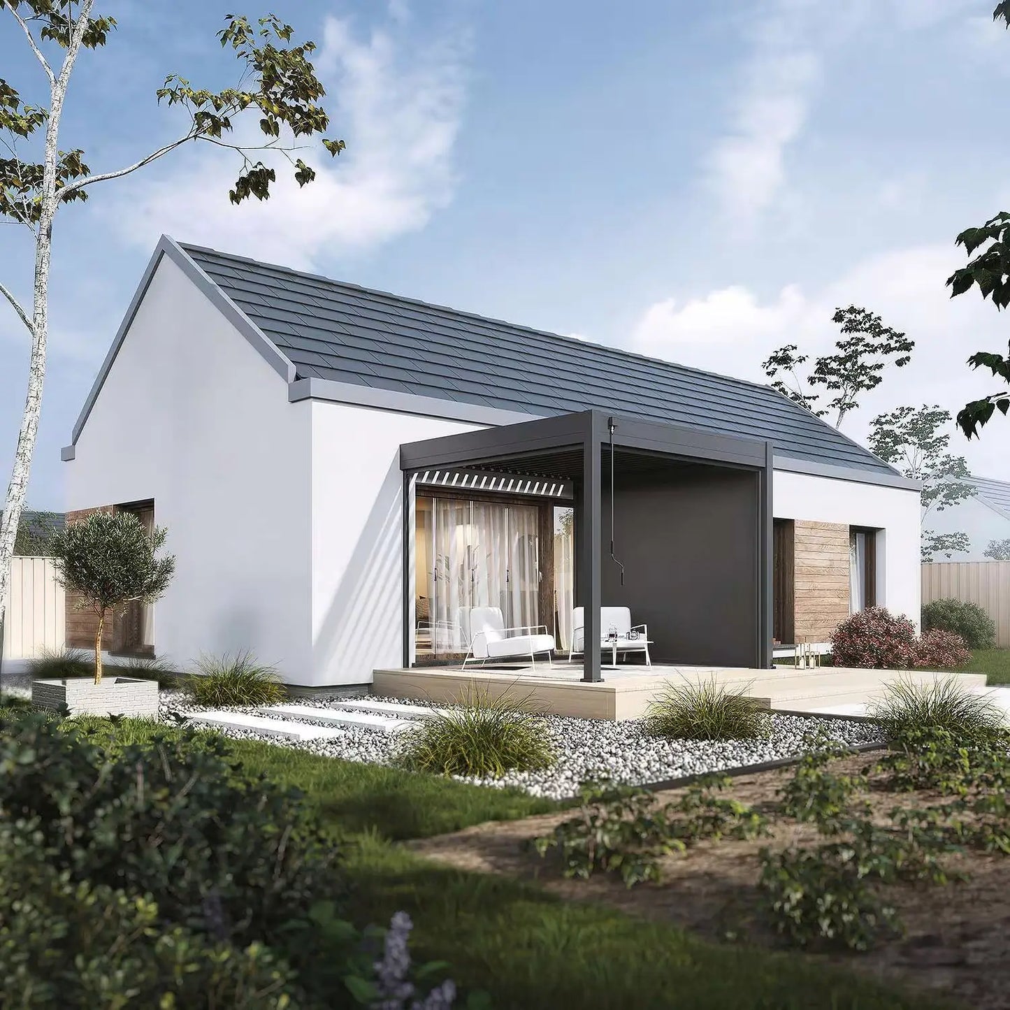 Modena Aluminium Pergola 3m x 3m Wall Mounted