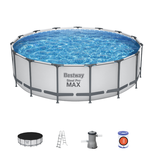 Bestway 15ft x 48" Steel Pro MAX™ Round Above Ground Swimming Pool, Filter Pump & Accessories